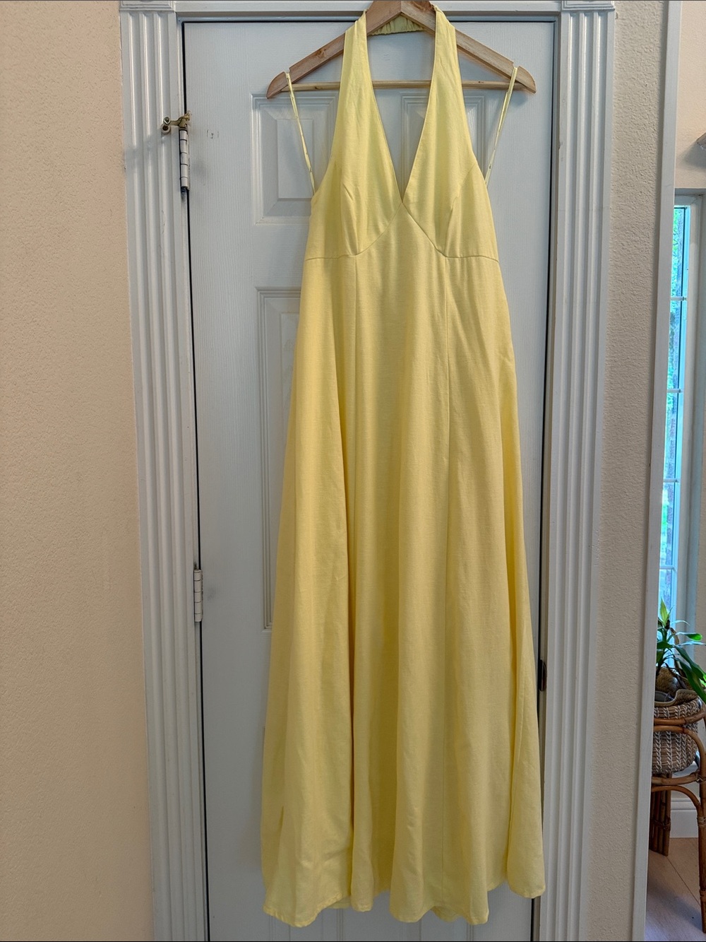 Japna Pastel Yellow Halter Maxi Gown